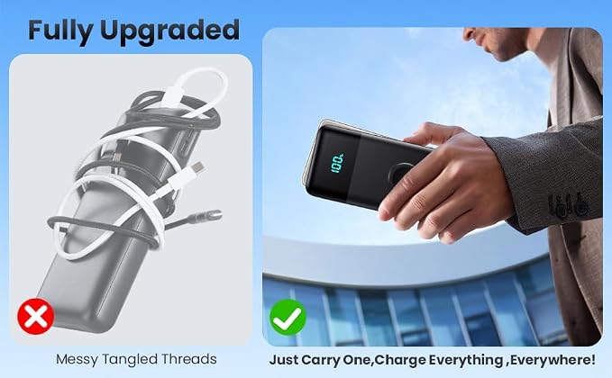 AONIMI Portable Charger 40800mAh Power Bank with 2 Built in Cables and Apple-Watch Charger, 25W PD Fast Charging USB C Battery Pack, 5 Output 2 Input Phone Charger for iPhone 17/16/15,Android - Image 8
