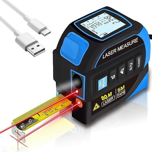 tape measure 4-in-1 laser Digital Measuring Tape & 80m/262ft Laser Distance by TSTQH