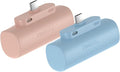 Miady 2-Pack 5000mAh Mini Portable Charger with Built-in Type C Connector, 5V 2.4A USB-C Output Fast Charging Small Power Bank Compatible with iPhone 17/16 Galaxy S24/S22 (Cream Blue+Champagne Pink) by Miady