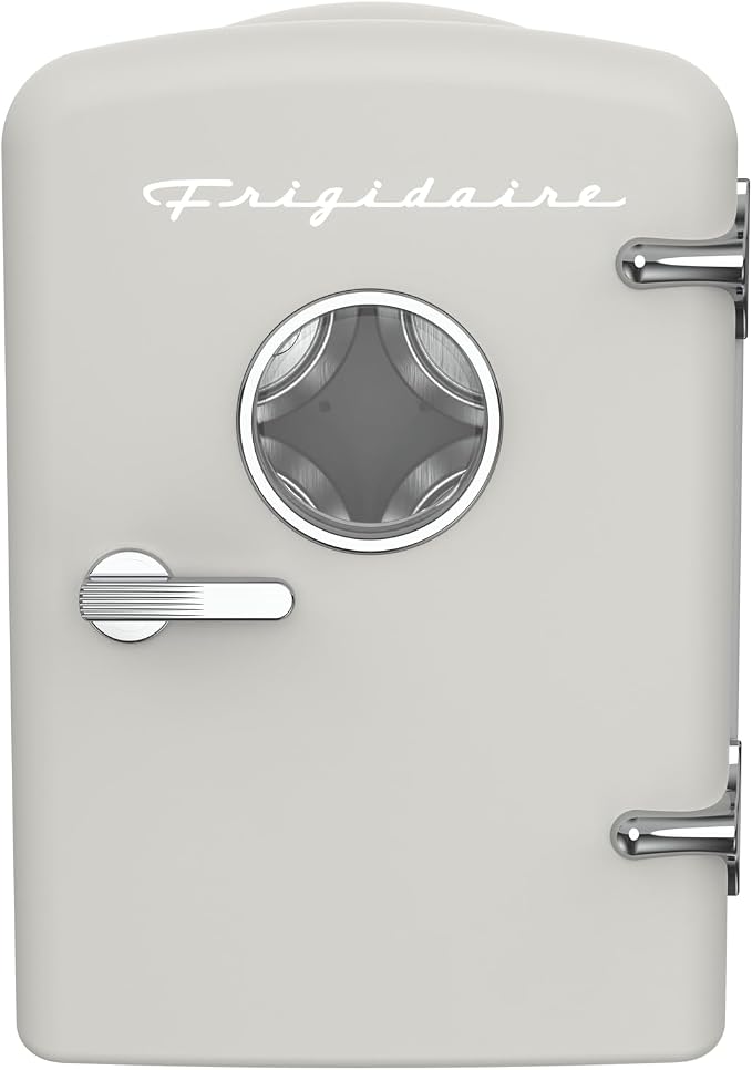 Frigidaire EFMIS171 Retro Mini Portable Personal Fridge - Ideal for Home, Office or Dorm - Includes Carrying Handle, AC/DC Wall/Car Charger (Grey) by Unknown