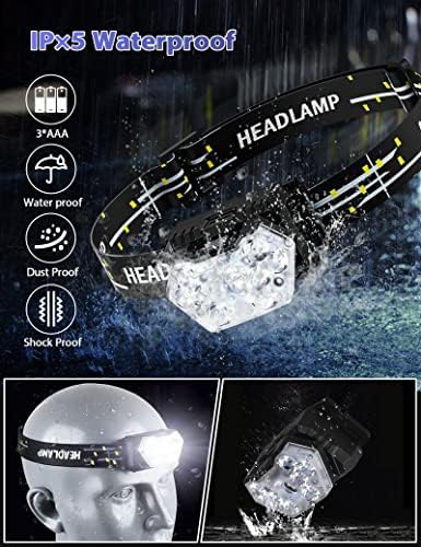 2000 Lumen 9 LED Headlamp 2 Pack, Ultra Bright Head Lamp with 6 Modes, IPX5 Waterproof Head Light, Lightweight Head Flashlight for Running Night-Walking Camping, 6 AAA Batteries Included - Image 6