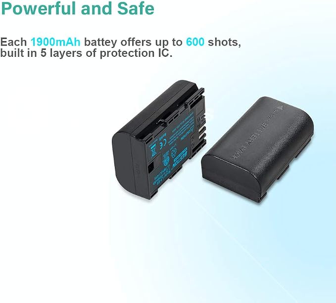 BESTON 2-Pack LP-E6N Batteries & Dual Battery Charger - Image 2