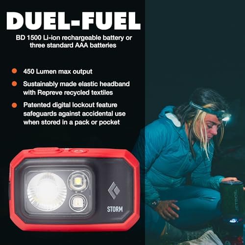 BLACK DIAMOND Storm 450 Headlamp, AAA Powered, Dimmable, Bright, BD Octane - Image 2