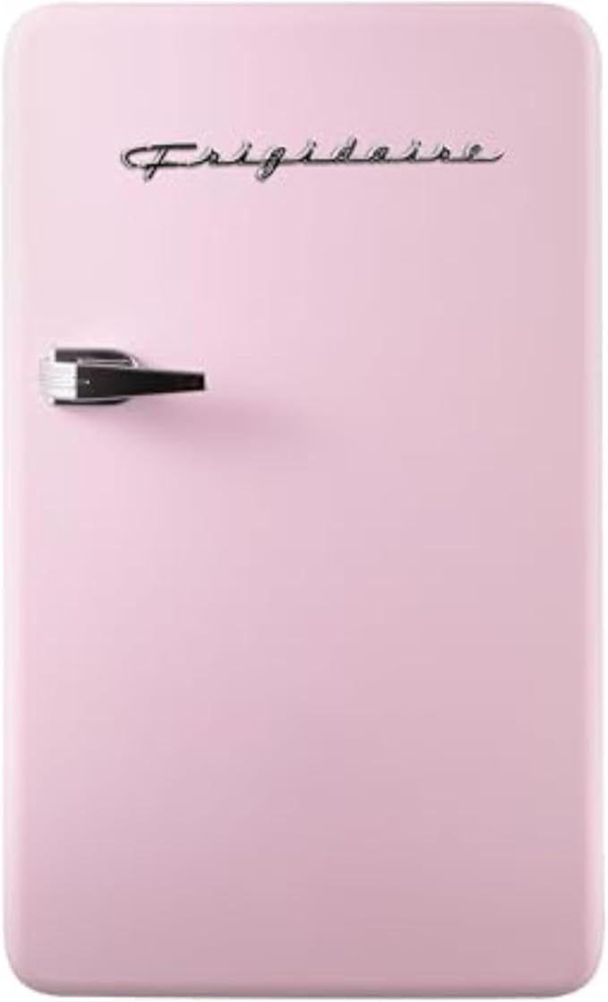 Frigidaire Retro Compact Refrigerator with Chiller, 3.2 cu ft Countertop Fridge, Built-In Bottle Opener, Rounded Corners, Premium, for Office, Bedroom, Dorm Room, Cabin, 18.5D x 20W x 31.5H (Pink) by Unknown