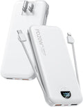 Portable Phone Charger, 10000mAh PD20W Fast Charging Power Bank with Built-in Cables & Wall Plug, External Battery Bank with LED Display, Travel Essential Battery Pack for iPhone, iPad, Samsung White by CITICR