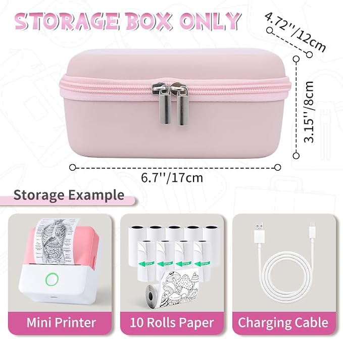 Carrying Case for Print Pods Mini Printer, Portable Mini Thermal Sticker Maker - Image 6