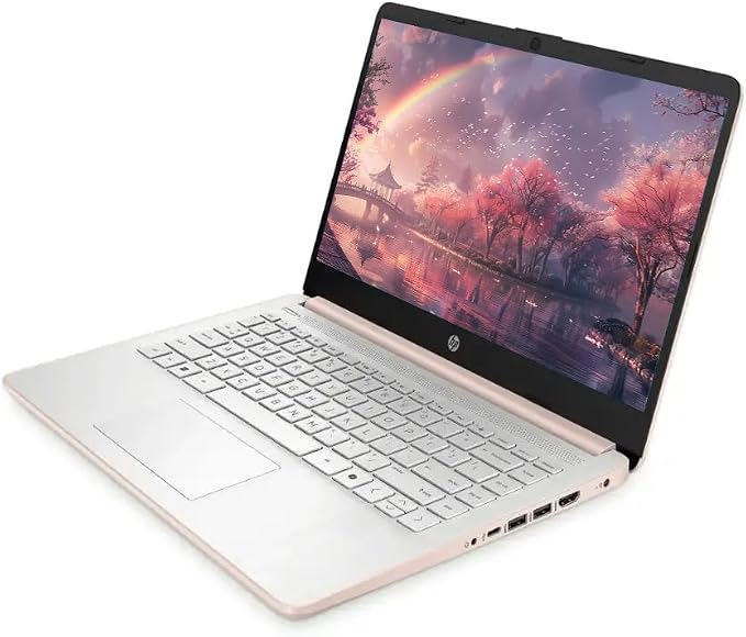 HP 14" Business Laptop Computer with Microsoft Office 365, 4-Core Intel Processor, 128GB Storage, 4GB RAM, Windows 11, SageNova Earphones, Pale Rose Gold - Image 3