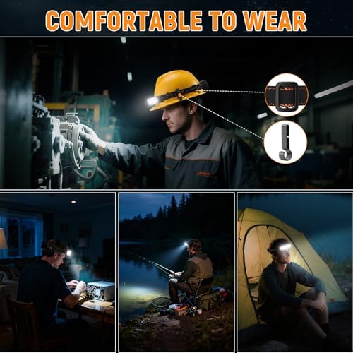 ZioeYiue LED Headlamp Rechargeable 2P, 230° Wide Beam Head Lamp for Adults - Image 6