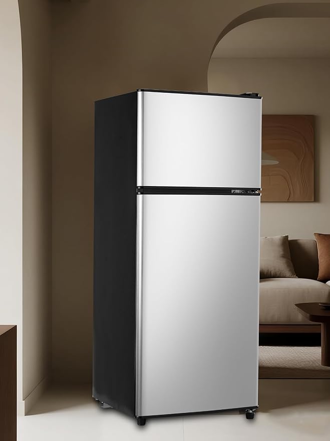 F.W.WOOLWORTHS 3.8 Cu.Ft Refrigerator with Freezer | Compact Fridge with 2 Doors for Office, Kitchen, Dorm and Bedroom, 7 Level Temp Adjustable Thermostat, Silver - Image 8