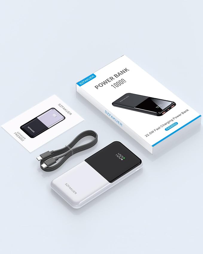 Portable Charger,Slim 10000mAh Power Bank,22.5W USB-C Fast Charging Battery Pack Compatible with iPhone 17/16/15/14/13/12 Pro Samsung Galaxy, iPad, AirPods, Android Tablets (White) - Image 7