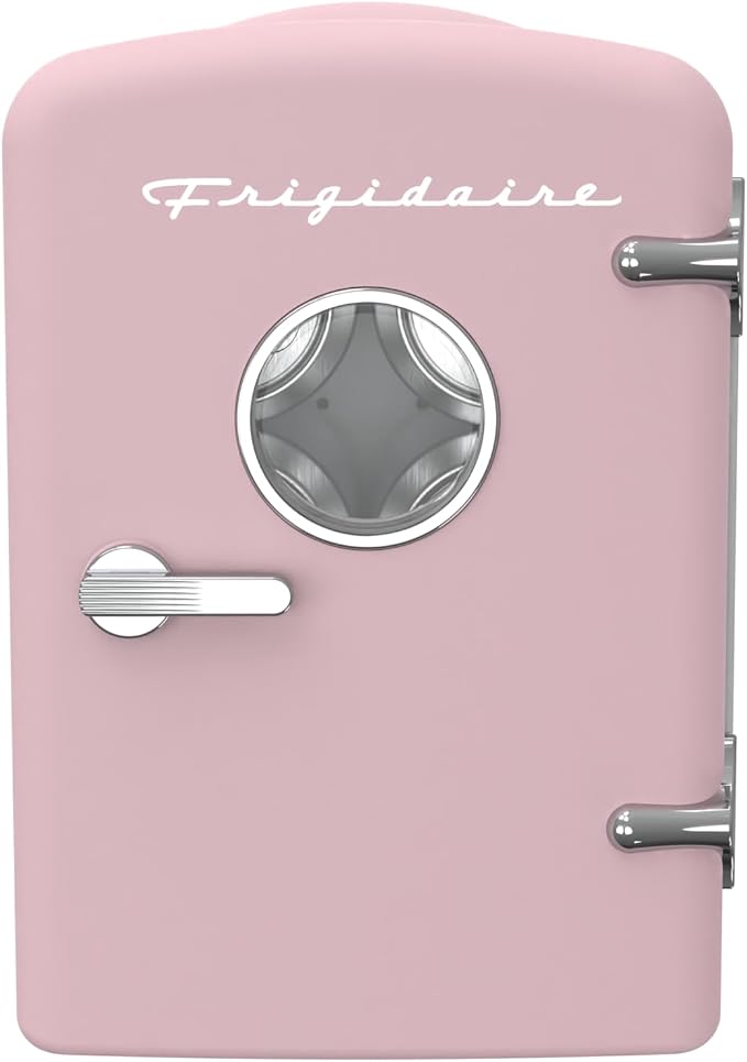 Frigidaire EFMIS171 Retro Mini Portable Personal Fridge - Ideal for Home, Office or Dorm - Includes Carrying Handle, AC/DC Wall/Car Charger (Pink) by Unknown