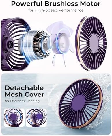 TUNISE Portable Handheld Fan, 4000mAh, 180 Adjustable, 6 Speed Wind, USB Rechargeable Foldable Fan with Real-Time Electricity Display - Image 3
