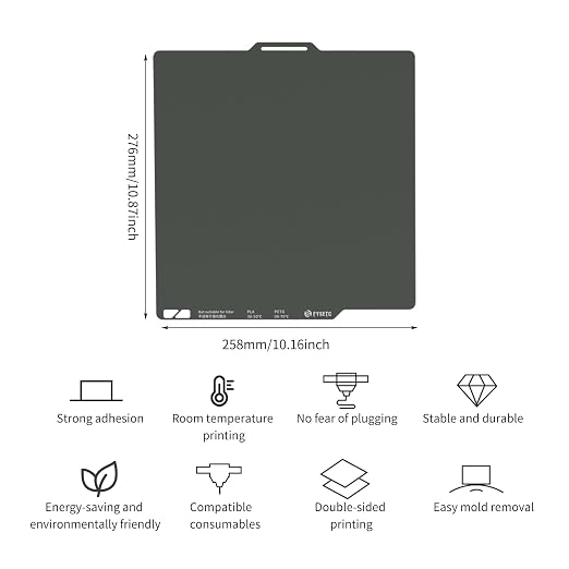 FYSETC 3D Printer Accessories 256mm Build Plate: Gray A1 257X257mm Dual Side - Image 4
