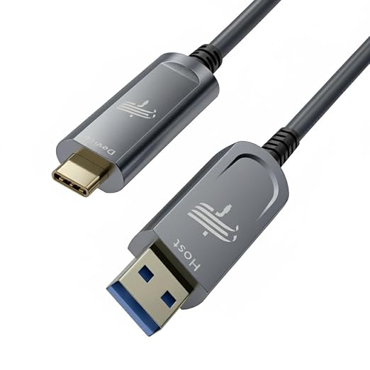 Fiber Optic USB A to USB C Cable 50ft, 10Gbps Active Optical Long-Distance by FiberOpticUSBCExperts