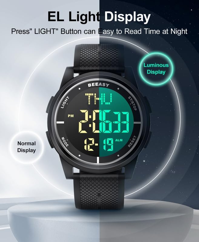 Beeasy Digital Watch for Men Women, 50M Waterproof, Ultra-Thin & Lightweight - Image 5