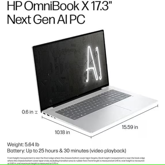 HP OmniBook X AI Laptop 17.3" FHD Touch Intel 8-core Ultra 7 256V 47 AI Tops 16GB RAM 1TB SSD GeForce RTX 4050 Thunderbolt Backlit Wi-Fi7 for Creator Designer Business Professional Win11 ICP Hub - Image 9