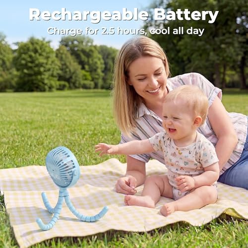 AMACOOL Battery Operated Stroller Fan, Portable Clip On Fan Rechargeable - Image 4