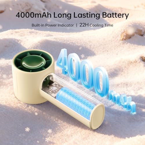 JISULIFE Handheld Turbo Fan, 4000mAh Rechargeable, 5-Speed - Beige - Image 6
