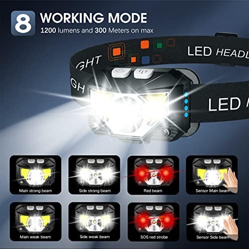 LHKNL Headlamp Flashlight, Lumen Bright Head Lamps LED Rechargeable Camping - Image 4