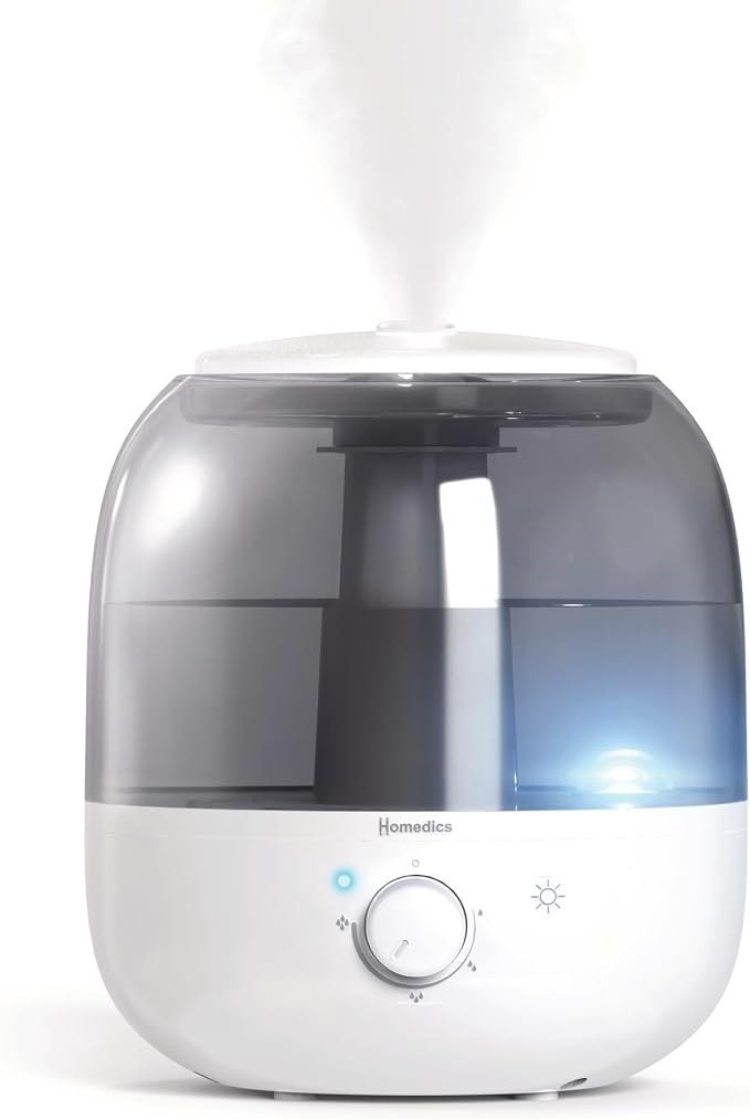 Homedics Ultrasonic Top Fill Humidifier, Cool Mist, 360° Nozzle, Up to 25 Hour Runtime, for Large Room, Bedroom, Nursery, Plants by Homedics