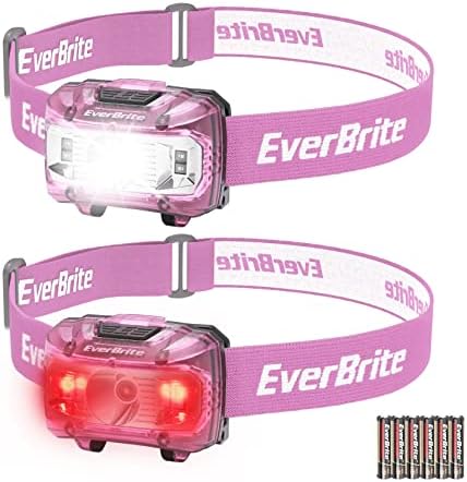 EverBrite Headlamp, 2 Pack Kids Headlamp with Red Light and Memory Function, Head Lamp for Adults and Kids with 5 Modes, Bright Headlamps for Camping, Running, Christmas Gifts, Batteries Included by EverBrite