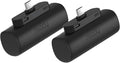 Miady 2-Pack 5000mAh Mini Portable Charger with Built-in Type C Connector, 5V 2.4A USB-C Output Fast Charging Small Power Bank Compatible with iPhone 17/16 Galaxy S24/S22 iPad (2 Black) by Miady