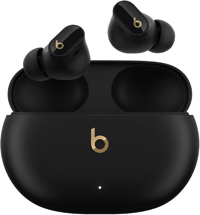 Beats Studio Buds + | True Wireless Noise Cancelling Earbuds, Enhanced Apple & Android Compatibility, Built-in Microphone, Sweat Resistant Bluetooth Headphones, Spatial Audio - Black/Gold | Includes charging case, USB-C cable and extra eartips for char... by Beats