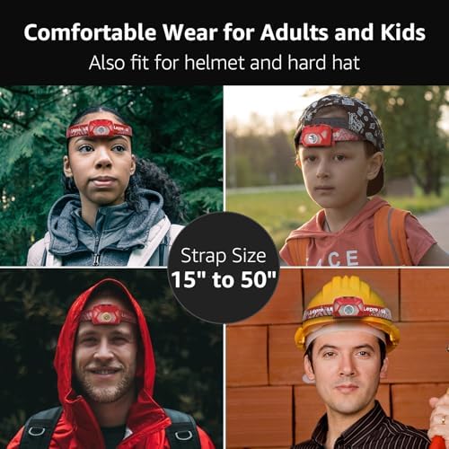 Lepro Headlamp Battery Powered Waterproof LED Headlight 2 Pack - Red - Image 6