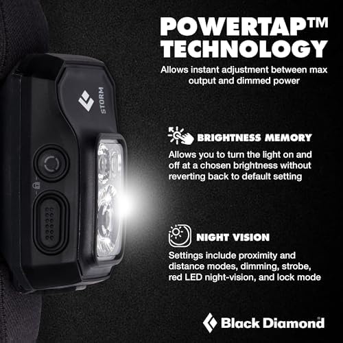BLACK DIAMOND Storm 450 Headlamp, AAA Powered, Dimmable, Bright, BD Black - Image 3