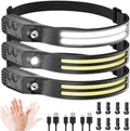 Beccason 3PCS Headlamp Flashlight, 230° Head Lamps LED Rechargeable Camping by Beccason