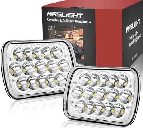KASLIGHT H6054 LED Headlights,Pair Rectangular 5x7 7x6 LED Headlight Hi/Low Sealed Beam Replacement Headlamp Compatible with Jeep Wrangler YJ XJ Chevy Express Ford GMC Savana Toyota Pickup Truck Van by KASLIGHT