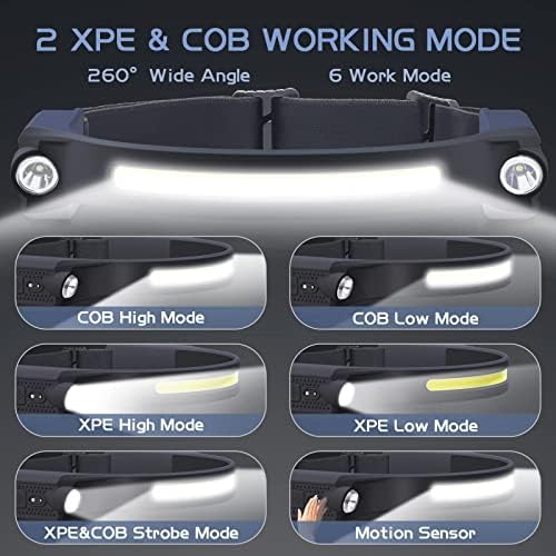 AlpsWolf LED Headlamp Rechargeable 1 Pack, Motion Sensor Head Light - Image 3