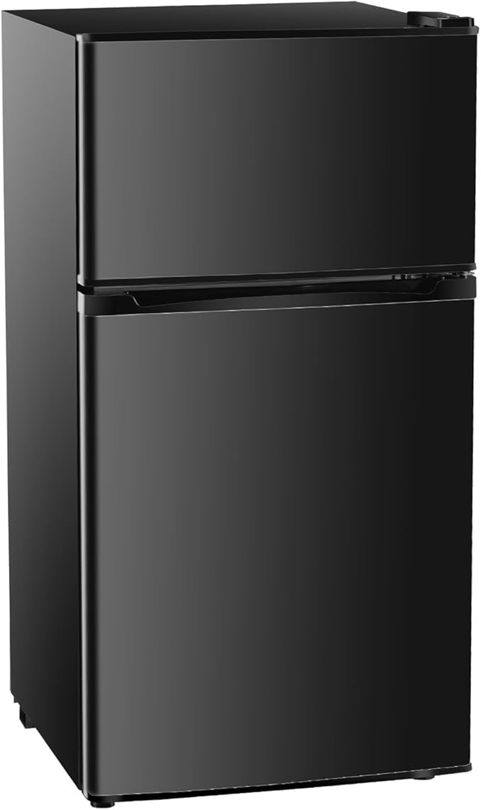 3.2 Cu.Ft Mini Fridge with Freezer, 2 Door Small Refrigerator with Adjustable Thermostat Energy-efficient Low Noise, Compact Fridge for Bedroom, Office, Dorm, Black by SimpleDeluxe