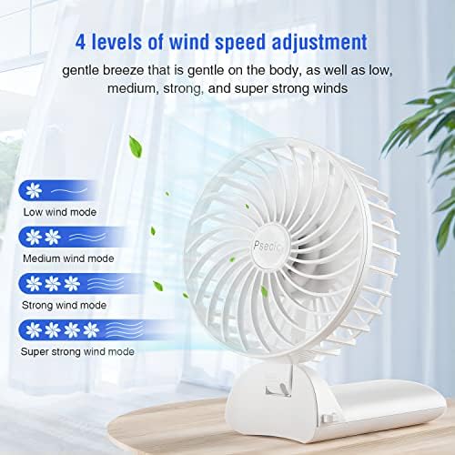 PSECICI Handheld Fan, Mini Portable Personal Fan with lanyard, 4 Speeds Level 180° Foldable Design for Desk/Travel/Office/Outdoor - Image 3