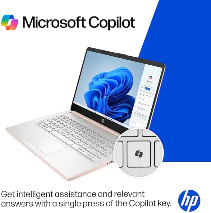 HP 14" Business & Home Laptop with 1-Year Office 365 Included, 4GB RAM 128GB SSD, Quad-Core Intel, Windows 11, Rose Gold - Image 6