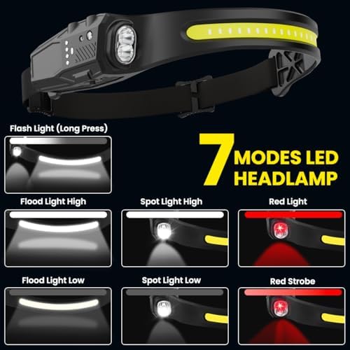 KYEKIO 6Pack 7Modes LED Headlamp Rechargeable with Red Light for Adults - Image 2