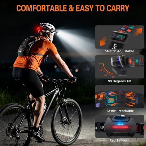 MIOISY Led Headlamp Rechargeable 2 Pack, Super Bright Headlight Flashlight - Image 6