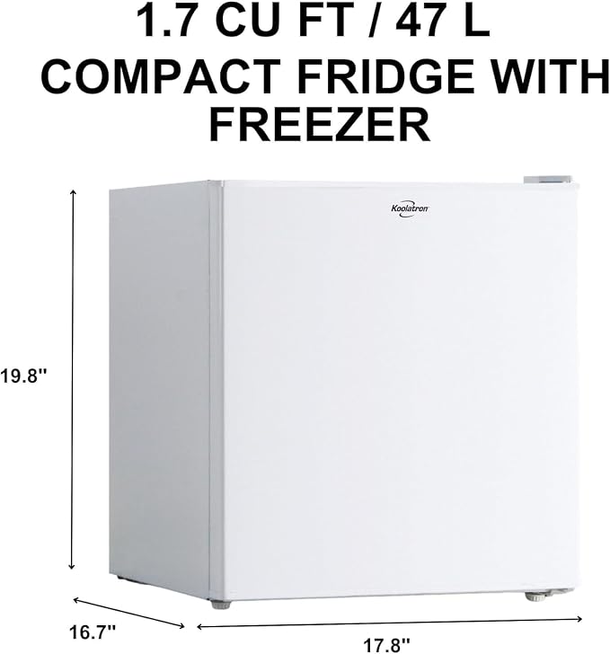 Koolatron 1.6 Cu.Ft Mini Fridge with Freezer Reversible Single Door Compact Refrigerator Adjustable Thermostat Energy Saving Mini Fridge for Bedroom Office Dorm Neveras Pequeñpara (White) - Image 7