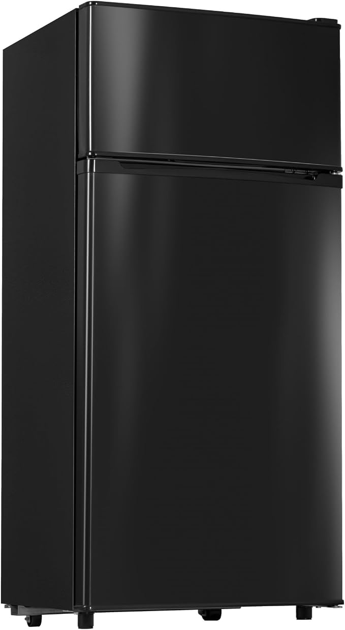 4.5 Cu.Ft Mini Fridge Freezer for Dorm/Office, 2-Door, Quiet | 4.5 cu ft mini fridge with separate freezer, quiet 38dB for sleep, 7-level thermostat, adj shelves, for dorm/office/kitchen. by Manastin