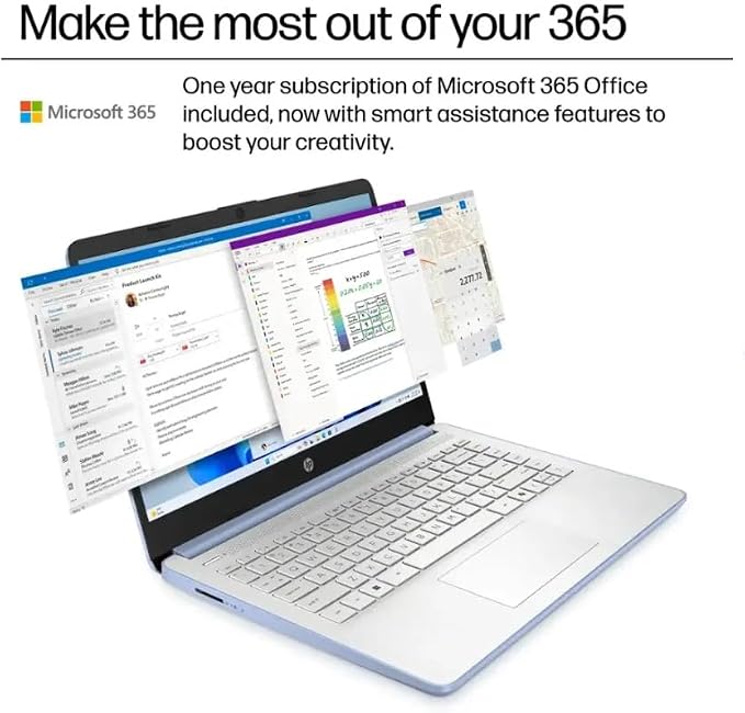 HP 2025 Student Business Laptop, Intel Processor N150(up to 3.6 GHz), 14 Inch LED Screen,16G RAM, 256GB Storange (128GB UFS+128GB MSD),1 Year Office 365, Windows 11 Home,Sky Blue w/YYY Accessories - Image 4