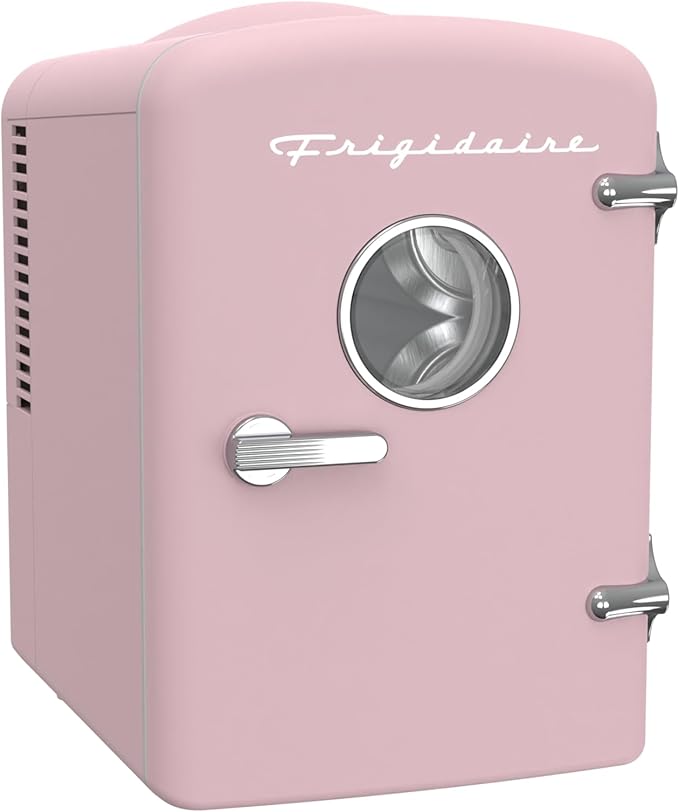 Frigidaire EFMIS171 Retro Mini Portable Personal Fridge - Ideal for Home, Office or Dorm - Includes Carrying Handle, AC/DC Wall/Car Charger (Pink) - Image 2