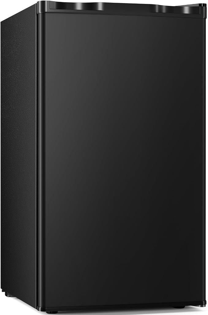 Antarctic Star Mini Compact Refrigerator with Freezer, 3.2 Cu.Ft. Single Door with Adjustable Thermostat,Removable Glass Shelves for Apartment/Dorm/Office,BLACK by AntarcticStar
