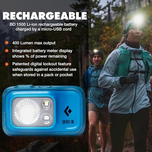 BLACK DIAMOND Spot 400-R Headlamp, Rechargeable, Dimmable, Waterproof, Azul - Image 2