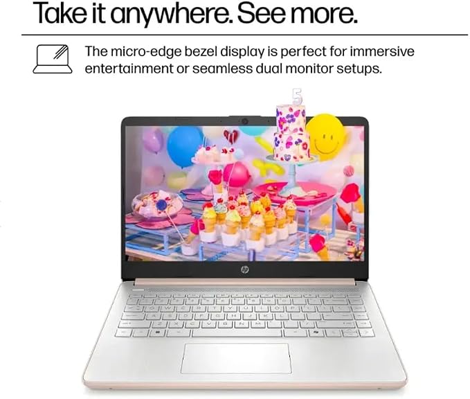 HP Student Laptop, Intel Processor N150(up to 3.6 GHz), 14 Inch LED Screen,8G RAM, 128GB Storange,One Year Office 365, Windows 11 Home,w/YYY Bundle,Rose Gold - Image 4