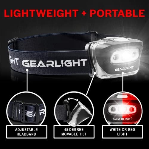LED Headlamp 2-pack Battery Powered (AAA) (Batteries Not Included) | Head Lamp for Running Hunting Camping Fishing Hiking with Red Light and Adjustable Headband - Bright Forehead Headlamp 7 Modes - Image 4
