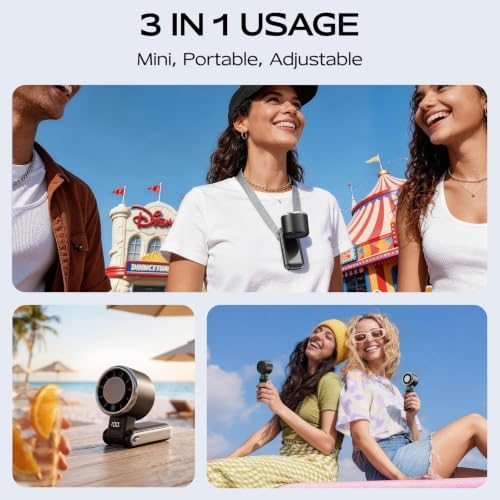 SHEWIND Portable Handheld Fan with Ice Cooling-5 Gear High Speed Turbo Personal Fan Rechargeable,Up to 11 Hrs,Mini Fan Handheld,Europe Travel Essentials Accessories, Beach Vacation, Gifts for Women - Image 6