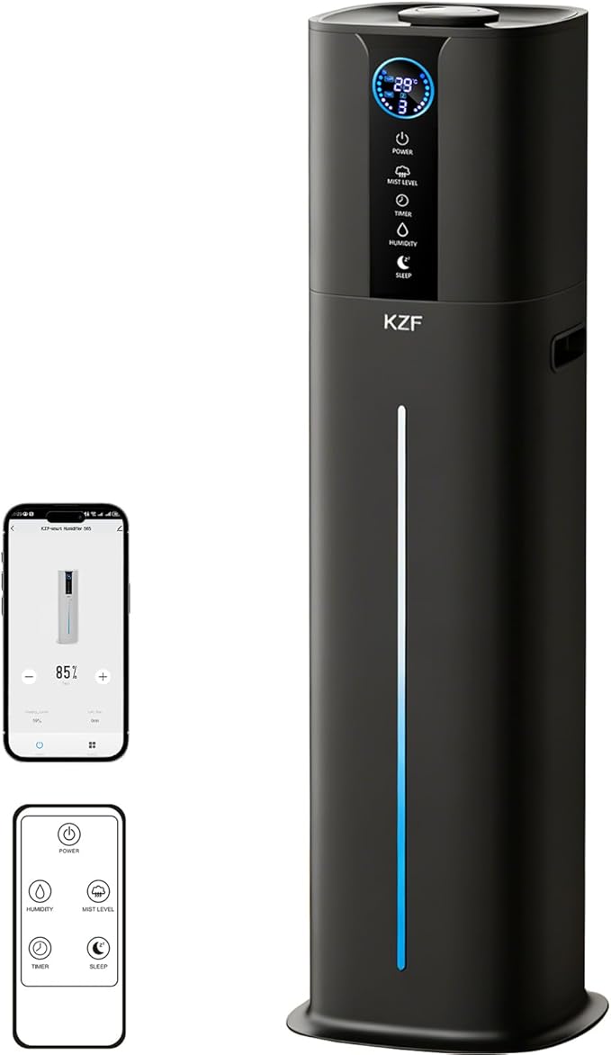 9L Smart Humidifiers for Bedroom Large Room, 2.3Gal Cool Mist Top Fill Diffuser App & Remote Control, 3 Mist Modes, Quiet Humidifier for Home Office Plant (Black) by BreathePureLiveNaturally