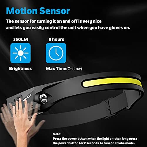 Rechargeable LED Headlamp, 230° Illumination Headlight with Motion Sensor, Lightweight, Weatherproof, 2 Light Source Head Lamp Flashlight for Camping, Hiking, Running, Outdoor - Adults and Kids - Image 4