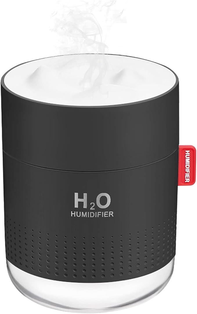 Portable Mini Cool Mist Humidifier, 500ml USB Personal Desktop Humidifier for Baby Bedroom Travel Office Home, Auto Shut-Off, 2 Mist Modes, Super Quiet (Black) by Unknown