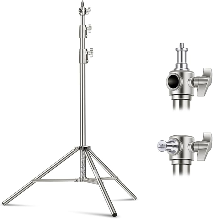 NEEWER 9.2ft/2.8m Stainless Steel Light Stand, Spring Cushioned Heavy Duty by Neewer
